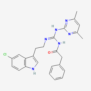 molecular formula C25H25ClN6O B11047256 N-{(E)-{[2-(5-chloro-1H-indol-3-yl)ethyl]amino}[(4,6-dimethylpyrimidin-2-yl)amino]methylidene}-2-phenylacetamide 