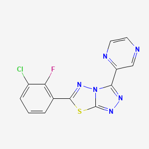 molecular formula C13H6ClFN6S B11047291 6-(3-Chloro-2-fluorophenyl)-3-(pyrazin-2-yl)[1,2,4]triazolo[3,4-b][1,3,4]thiadiazole 