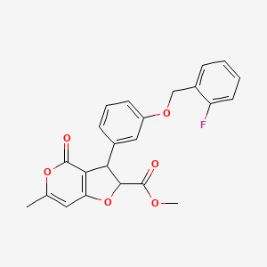 molecular formula C23H19FO6 B11047310 methyl 3-{3-[(2-fluorobenzyl)oxy]phenyl}-6-methyl-4-oxo-2,3-dihydro-4H-furo[3,2-c]pyran-2-carboxylate 