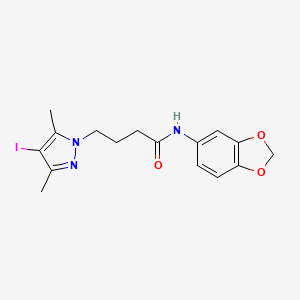 molecular formula C16H18IN3O3 B11047337 N-(1,3-benzodioxol-5-yl)-4-(4-iodo-3,5-dimethyl-1H-pyrazol-1-yl)butanamide 
