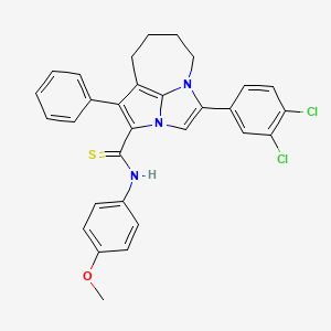 molecular formula C30H25Cl2N3OS B11047345 4-(3,4-Dichlorophenyl)-N~2~-(4-methoxyphenyl)-1-phenyl-5,6,7,8-tetrahydro-2A,4A-diazacyclopenta[CD]azulene-2-carbothioamide 