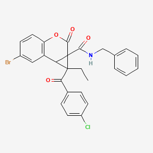 molecular formula C27H21BrClNO4 B11047555 N-benzyl-6-bromo-1-[(4-chlorophenyl)carbonyl]-1-ethyl-2-oxo-1,7b-dihydrocyclopropa[c]chromene-1a(2H)-carboxamide 