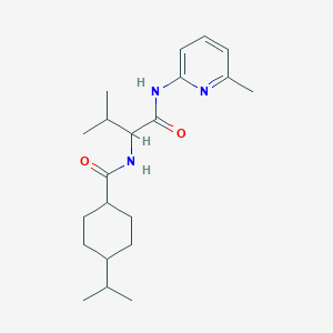 molecular formula C21H33N3O2 B11047653 N-{3-methyl-1-[(6-methylpyridin-2-yl)amino]-1-oxobutan-2-yl}-4-(propan-2-yl)cyclohexanecarboxamide 