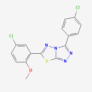 molecular formula C16H10Cl2N4OS B11047701 6-(5-Chloro-2-methoxyphenyl)-3-(4-chlorophenyl)[1,2,4]triazolo[3,4-b][1,3,4]thiadiazole 