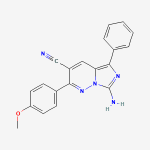 molecular formula C20H15N5O B11047744 7-Amino-2-(4-methoxyphenyl)-5-phenylimidazo[1,5-B]pyridazin-3-YL cyanide 