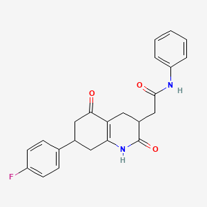 molecular formula C23H21FN2O3 B11047751 2-[7-(4-Fluorophenyl)-2,5-dioxo-1,2,3,4,5,6,7,8-octahydro-3-quinolinyl]-N-phenylacetamide 