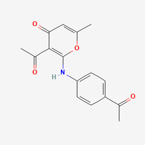 molecular formula C16H15NO4 B11047759 4H-Pyran-4-one, 3-acetyl-2-[(4-acetylphenyl)amino]-6-methyl- 