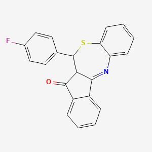 molecular formula C22H14FNOS B11047796 6-(4-fluorophenyl)-5a,6-dihydro-5H-benzo[b]indeno[1,2-e][1,4]thiazepin-5-one 
