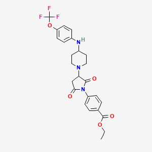 molecular formula C25H26F3N3O5 B11047844 Ethyl 4-[2,5-dioxo-3-(4-{[4-(trifluoromethoxy)phenyl]amino}piperidin-1-yl)pyrrolidin-1-yl]benzoate 