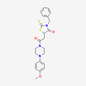 molecular formula C23H25N3O3S2 B11047897 3-Benzyl-5-{2-[4-(4-methoxyphenyl)piperazin-1-yl]-2-oxoethyl}-2-thioxo-1,3-thiazolidin-4-one 