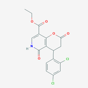 molecular formula C17H13Cl2NO5 B11047932 ethyl 4-(2,4-dichlorophenyl)-2,5-dioxo-3,4,5,6-tetrahydro-2H-pyrano[3,2-c]pyridine-8-carboxylate 