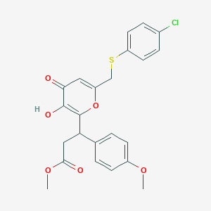 molecular formula C23H21ClO6S B11047954 methyl 3-(6-{[(4-chlorophenyl)sulfanyl]methyl}-3-hydroxy-4-oxo-4H-pyran-2-yl)-3-(4-methoxyphenyl)propanoate 