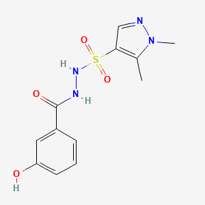 molecular formula C12H14N4O4S B11047991 N'-[(1,5-dimethyl-1H-pyrazol-4-yl)sulfonyl]-3-hydroxybenzohydrazide 