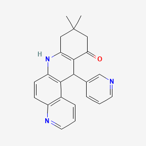 molecular formula C23H21N3O B11048048 Benzo[b][4,7]phenanthrolin-11(7H)-one, 8,9,10,12-tetrahydro-9,9-dimethyl-12-(3-pyridinyl)- 