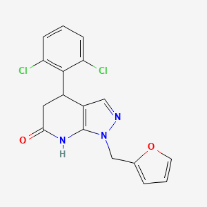 molecular formula C17H13Cl2N3O2 B11048166 4-(2,6-dichlorophenyl)-1-(furan-2-ylmethyl)-4,5-dihydro-1H-pyrazolo[3,4-b]pyridin-6-ol 