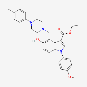 molecular formula C31H35N3O4 B11048174 ethyl 5-hydroxy-1-(4-methoxyphenyl)-2-methyl-4-{[4-(4-methylphenyl)piperazin-1-yl]methyl}-1H-indole-3-carboxylate 