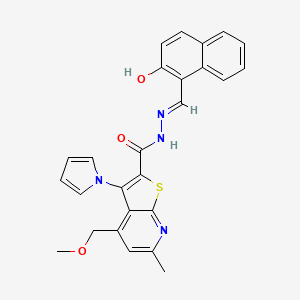 molecular formula C26H22N4O3S B11048188 N'-[(E)-(2-hydroxynaphthalen-1-yl)methylidene]-4-(methoxymethyl)-6-methyl-3-(1H-pyrrol-1-yl)thieno[2,3-b]pyridine-2-carbohydrazide 