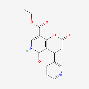 molecular formula C16H14N2O5 B11048265 ethyl 2,5-dioxo-4-(pyridin-3-yl)-3,4,5,6-tetrahydro-2H-pyrano[3,2-c]pyridine-8-carboxylate 