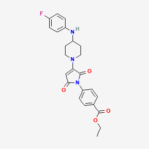 molecular formula C24H24FN3O4 B11048299 ethyl 4-(3-{4-[(4-fluorophenyl)amino]piperidin-1-yl}-2,5-dioxo-2,5-dihydro-1H-pyrrol-1-yl)benzoate 