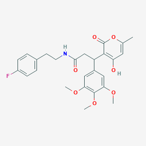 molecular formula C26H28FNO7 B11048364 N-[2-(4-fluorophenyl)ethyl]-3-(4-hydroxy-6-methyl-2-oxo-2H-pyran-3-yl)-3-(3,4,5-trimethoxyphenyl)propanamide 