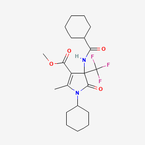 molecular formula C21H29F3N2O4 B11048458 methyl 1-cyclohexyl-4-[(cyclohexylcarbonyl)amino]-2-methyl-5-oxo-4-(trifluoromethyl)-4,5-dihydro-1H-pyrrole-3-carboxylate 