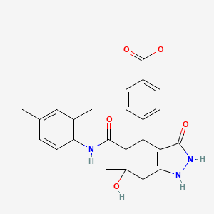 molecular formula C25H27N3O5 B11048610 methyl 4-{5-[(2,4-dimethylphenyl)carbamoyl]-3,6-dihydroxy-6-methyl-4,5,6,7-tetrahydro-1H-indazol-4-yl}benzoate 