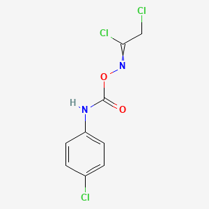 molecular formula C9H7Cl3N2O2 B11048646 Ethanimidoyl chloride, 2-chloro-N-[[[(4-chlorophenyl)amino]carbonyl]oxy]- 