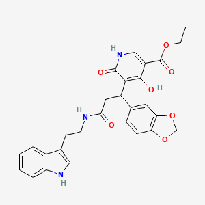 molecular formula C28H27N3O7 B11048752 ethyl 5-[1-(1,3-benzodioxol-5-yl)-3-{[2-(1H-indol-3-yl)ethyl]amino}-3-oxopropyl]-4-hydroxy-6-oxo-1,6-dihydropyridine-3-carboxylate 