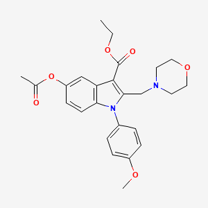 molecular formula C25H28N2O6 B11048755 ethyl 5-(acetyloxy)-1-(4-methoxyphenyl)-2-(morpholin-4-ylmethyl)-1H-indole-3-carboxylate 