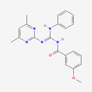 molecular formula C21H21N5O2 B11048760 N-[(Z)-[(4,6-dimethylpyrimidin-2-yl)amino](phenylamino)methylidene]-3-methoxybenzamide 