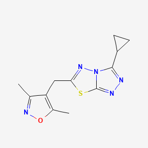 molecular formula C12H13N5OS B11048779 3-Cyclopropyl-6-[(3,5-dimethyl-1,2-oxazol-4-yl)methyl][1,2,4]triazolo[3,4-b][1,3,4]thiadiazole 