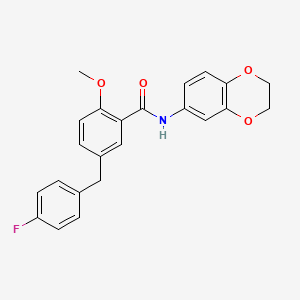 molecular formula C23H20FNO4 B11049165 N-(2,3-dihydro-1,4-benzodioxin-6-yl)-5-(4-fluorobenzyl)-2-methoxybenzamide 