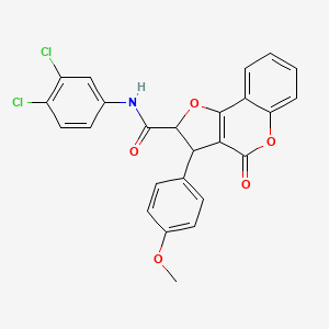 molecular formula C25H17Cl2NO5 B11050175 N-(3,4-dichlorophenyl)-3-(4-methoxyphenyl)-4-oxo-2,3-dihydro-4H-furo[3,2-c]chromene-2-carboxamide 