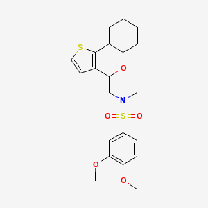 molecular formula C21H27NO5S2 B11050224 N-(5a,6,7,8,9,9a-hexahydro-4H-thieno[3,2-c]chromen-4-ylmethyl)-3,4-dimethoxy-N-methylbenzenesulfonamide 