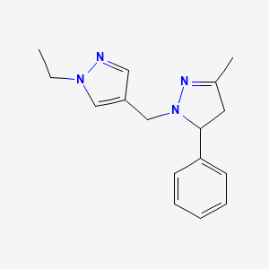 molecular formula C16H20N4 B11050232 1-ethyl-4-[(3-methyl-5-phenyl-4,5-dihydro-1H-pyrazol-1-yl)methyl]-1H-pyrazole 