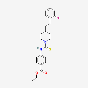 molecular formula C23H27FN2O2S B11050236 Ethyl 4-[({4-[2-(2-fluorophenyl)ethyl]piperidin-1-yl}carbonothioyl)amino]benzoate 