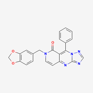 molecular formula C22H15N5O3 B11050255 7-(1,3-benzodioxol-5-ylmethyl)-9-phenylpyrido[4,3-d][1,2,4]triazolo[1,5-a]pyrimidin-8(7H)-one 