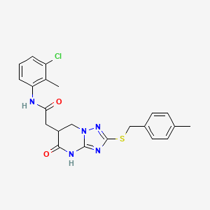 molecular formula C22H22ClN5O2S B11050277 N-(3-chloro-2-methylphenyl)-2-{2-[(4-methylbenzyl)sulfanyl]-5-oxo-4,5,6,7-tetrahydro[1,2,4]triazolo[1,5-a]pyrimidin-6-yl}acetamide 