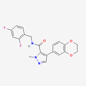 molecular formula C20H17F2N3O3 B11050367 N-(2,4-difluorobenzyl)-4-(2,3-dihydro-1,4-benzodioxin-6-yl)-1-methyl-1H-pyrazole-5-carboxamide 