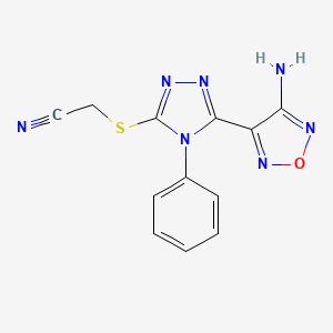 molecular formula C12H9N7OS B11050439 Acetonitrile, 2-[[5-(4-amino-1,2,5-oxadiazol-3-yl)-4-phenyl-4H-1,2,4-triazol-3-yl]thio]- 