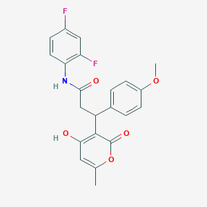 molecular formula C22H19F2NO5 B11050467 N-(2,4-difluorophenyl)-3-(4-hydroxy-6-methyl-2-oxo-2H-pyran-3-yl)-3-(4-methoxyphenyl)propanamide 