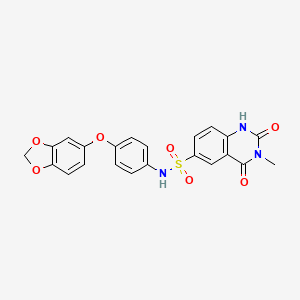 molecular formula C22H17N3O7S B11050616 N-[4-(1,3-benzodioxol-5-yloxy)phenyl]-3-methyl-2,4-dioxo-1,2,3,4-tetrahydroquinazoline-6-sulfonamide 