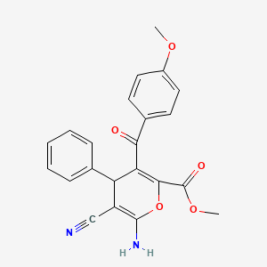 molecular formula C22H18N2O5 B11050624 Methyl 6-amino-5-cyano-3-(4-methoxybenzoyl)-4-phenyl-4 h-pyran-2-carboxylate 