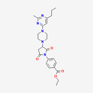 molecular formula C25H31N5O4 B11050631 Ethyl 4-{3-[4-(2-methyl-6-propylpyrimidin-4-yl)piperazin-1-yl]-2,5-dioxopyrrolidin-1-yl}benzoate 