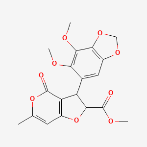 molecular formula C19H18O9 B11050634 methyl 3-(6,7-dimethoxy-1,3-benzodioxol-5-yl)-6-methyl-4-oxo-2,3-dihydro-4H-furo[3,2-c]pyran-2-carboxylate 