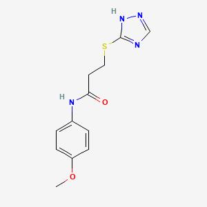 molecular formula C12H14N4O2S B11050803 N-(4-methoxyphenyl)-3-(1H-1,2,4-triazol-5-ylsulfanyl)propanamide 