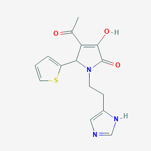 molecular formula C15H15N3O3S B11050892 2H-Pyrrol-2-one, 4-acetyl-1,5-dihydro-3-hydroxy-1-[2-(1H-imidazol-4-yl)ethyl]-5-(2-thienyl)- CAS No. 889956-08-5