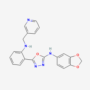 molecular formula C21H17N5O3 B11050905 N-(1,3-benzodioxol-5-yl)-5-{2-[(pyridin-3-ylmethyl)amino]phenyl}-1,3,4-oxadiazol-2-amine 