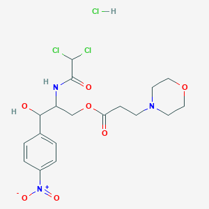 molecular formula C18H24Cl3N3O7 B011051 L(-)-treo-1-p-Nitrofenil-2-dicloroacetamido-3-(1-morfolin)-propionossipropanolo-1 [Italian] CAS No. 100173-36-2
