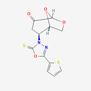 molecular formula C12H10N2O4S2 B11051014 (1S,2S,5R)-2-[5-(2-Thienyl)-2-thioxo-1,3,4-oxadiazol-3(2H)-YL]-6,8-dioxabicyclo[3.2.1]octan-4-one 